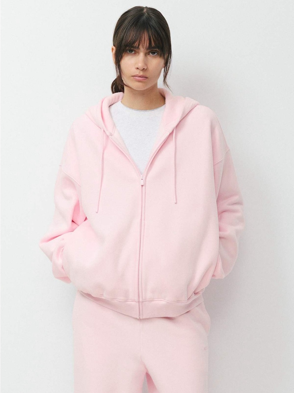 Aritzia TNA Mega Zip Hoodie Pink Size Medium